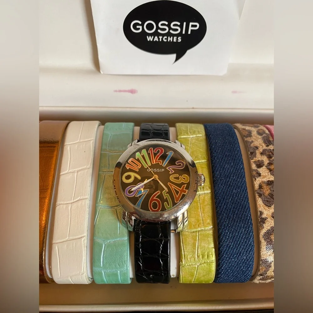 Gossip Interchangeable Watch Set 12 Bands 3 Watch Heads Gift Box Vintage